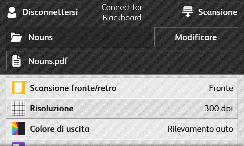 Connect per Blackboard schermata Connect per Blackboard schermata